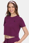 Rosaline Crop Length Loungewear Top - Plum Caspia — thumbnail 2